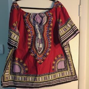 Ashley Stewart African/Tribal Print Top (Pink/Purple)